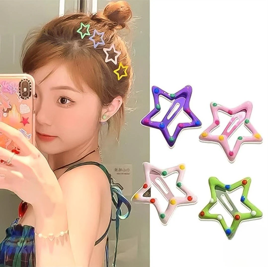 10pcs Colorful Star BB Hair Clips Adorable Hair Decoration for Girls and Kids