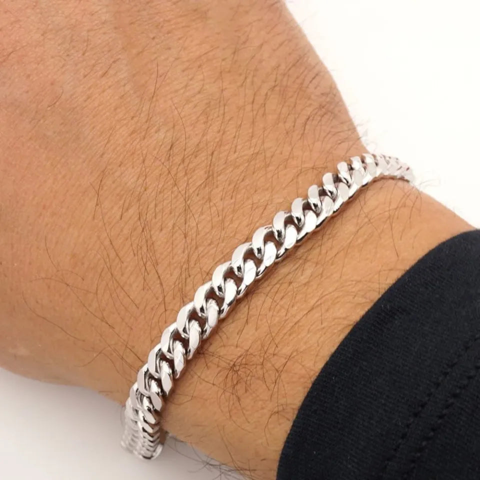 Silver Stainless Steel Chain Bracelet Boys