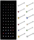 8 Pcs Silver And Multicolor Nose Pins Stainless Steel Nose Rings