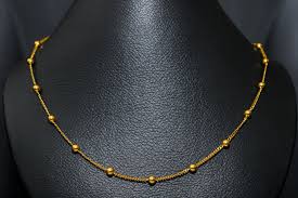 Elegant Golden Stainless Steel Beaded Necklace for Women