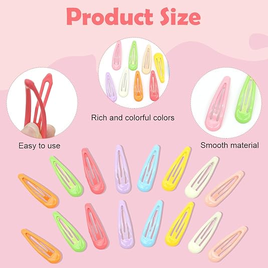 40Pcs Cute Hair Clips for Girls Kids, Colorful Alloy Bangs Hair Pins