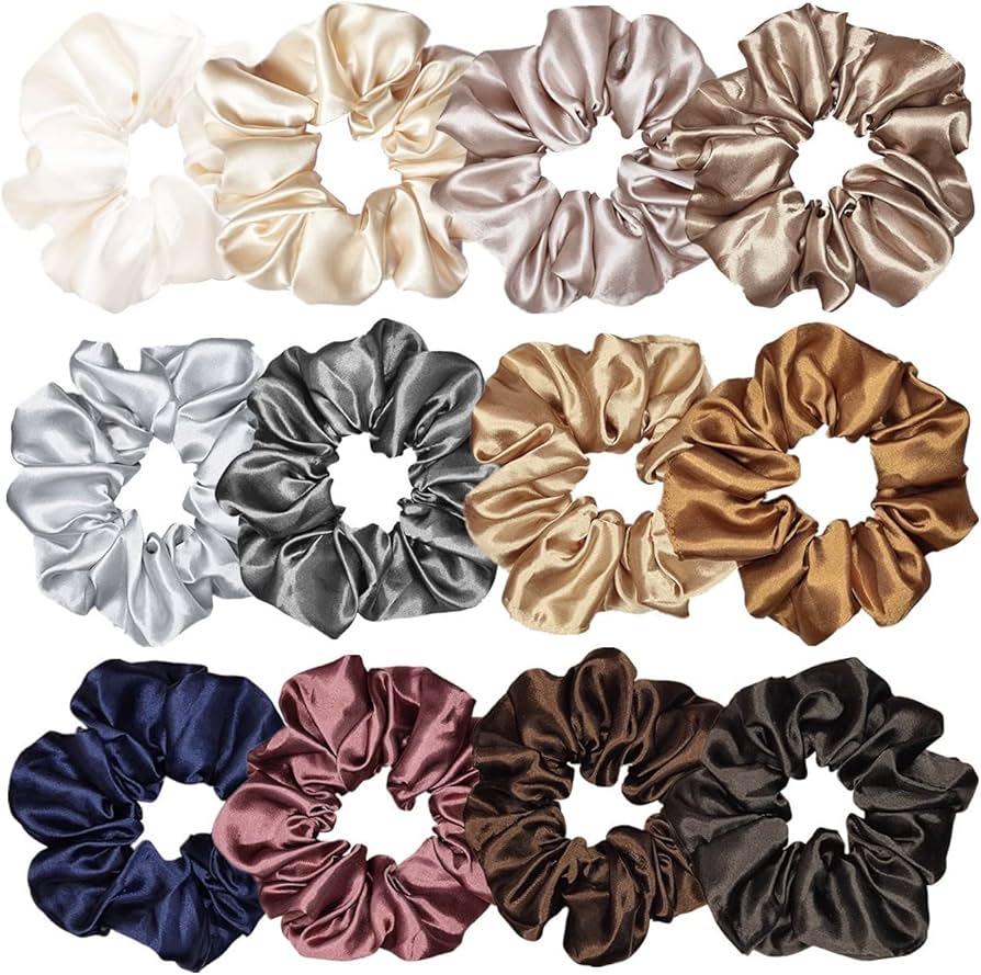 Pack of 3 High quality adjustable silk scrunchies for thick long hair
