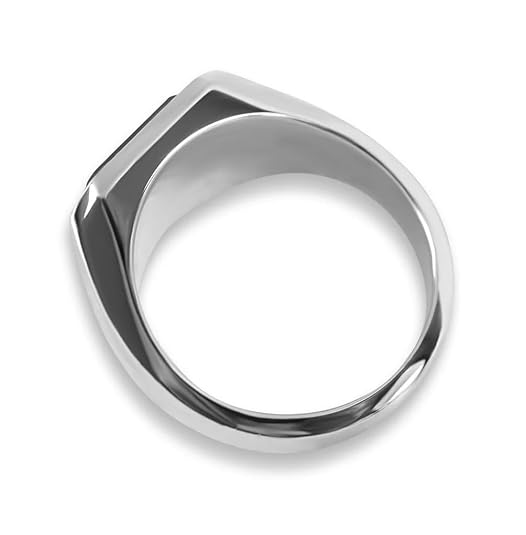 Geometric Polygon Stainless Steel Cushion Gem Stone Dripping Glue Black Square Enamel Sand Shell Male Punk Thumb Finger/Knuckle Signet Ring For Men's & Boy's