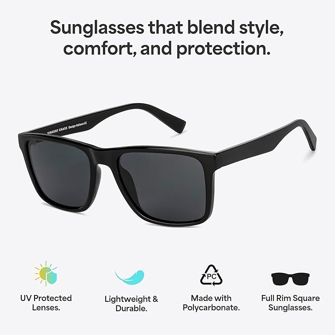 Full Rim Square | Polarized Stylish Sunglasses | 100% UV Protected | For Men & Women