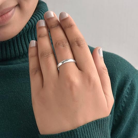 Sterling Silver Plain Band Ring for Daily Use for Men & Women