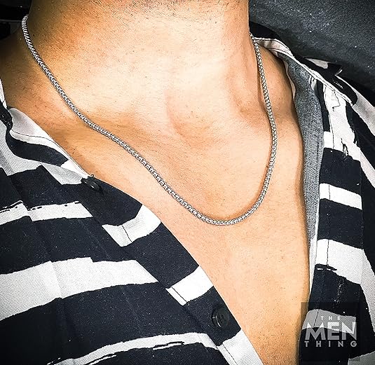 3mm Rounded Box Chain Stainless Steel 18 to 24inch Necklace for Men & Boy