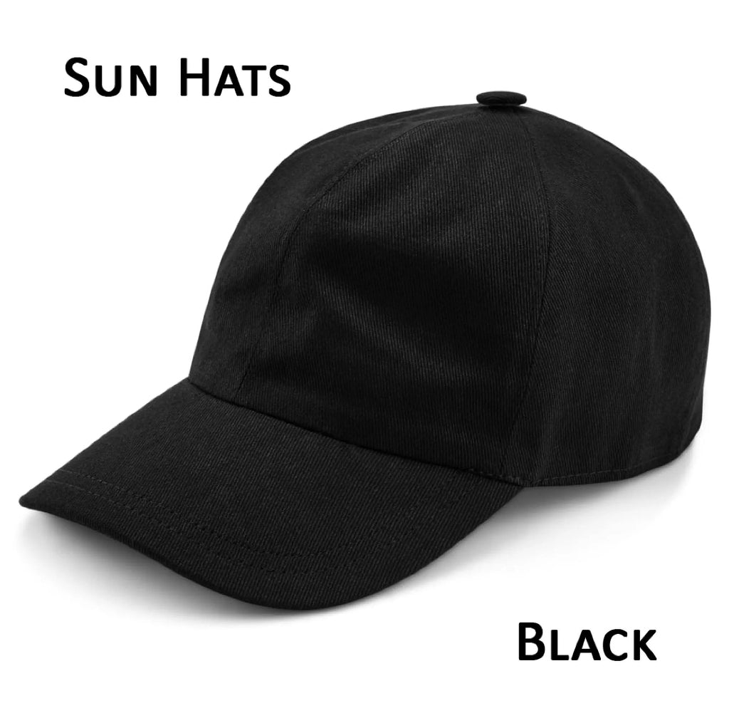 Caps with Adjustable Strap and Buckle Sunlight Protection Hats for Summer (black)
